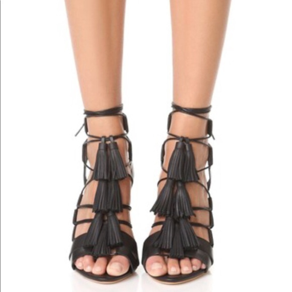 Leather Tassel Accents Gladiator Sandals